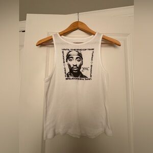 White Tupac Shakur Graphic Tank Top